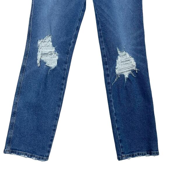 Good American Good Curve Straight Jeans 2 26 High Rise Distressed Stretch Denim - Picture 3 of 12